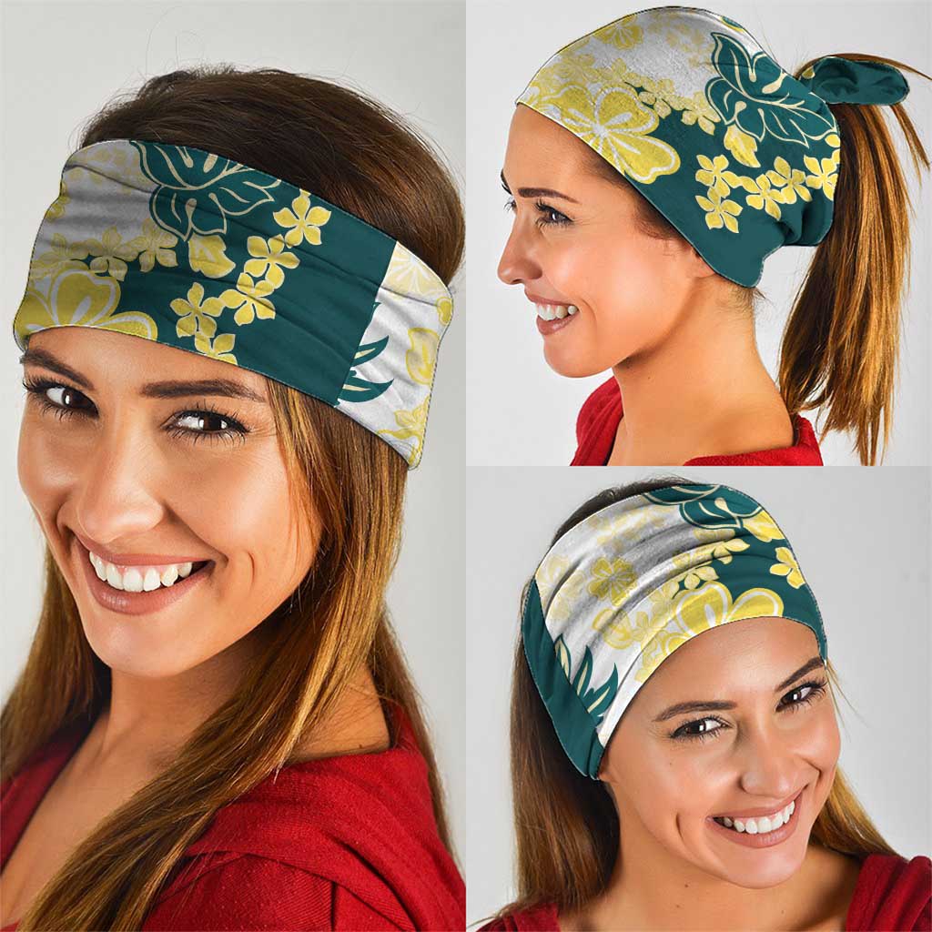 Yelow Teal Hibiscus Plumeria Floral Neck Gaiter LT01