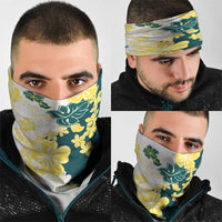 Yelow Teal Hibiscus Plumeria Floral Neck Gaiter LT01