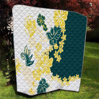 Yelow Teal Hibiscus Plumeria Floral Quilt LT01 - Polynesian Pride
