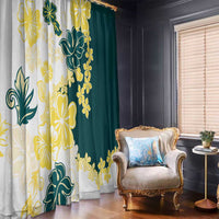 Yelow Teal Hibiscus Plumeria Floral Window Curtain LT01 - Polynesian Pride
