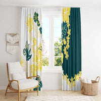 Yelow Teal Hibiscus Plumeria Floral Window Curtain LT01 - Polynesian Pride