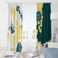 Yelow Teal Hibiscus Plumeria Floral Window Curtain LT01 - Polynesian Pride