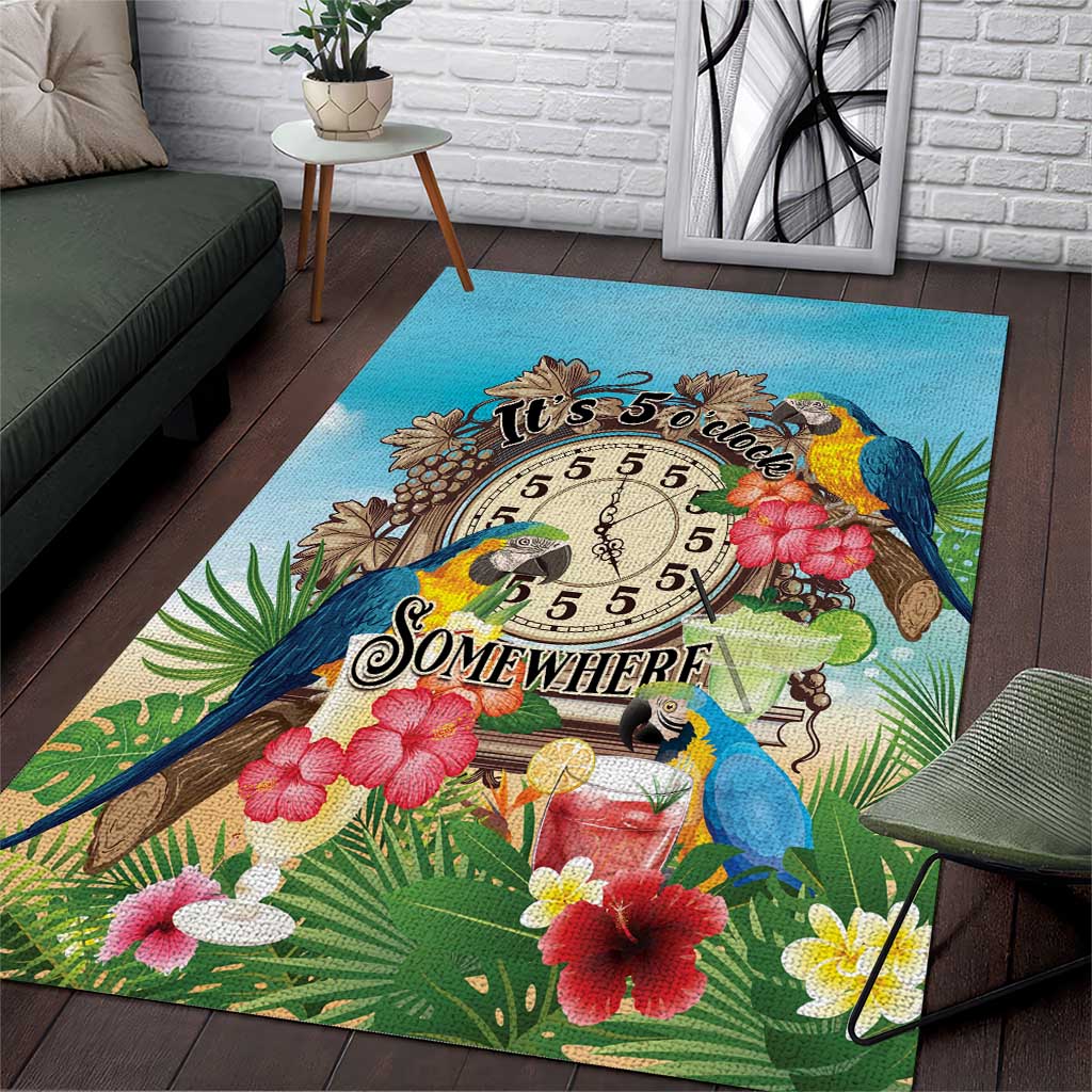 It's 5 o'clock Somewhere Area Rug Hawaiian Tropical Parrots - Polynesian Pride