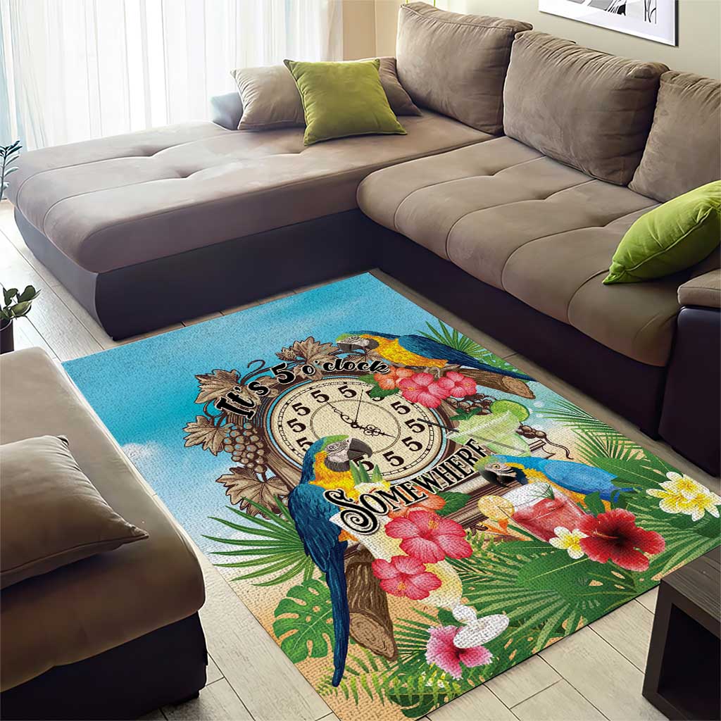 It's 5 o'clock Somewhere Area Rug Hawaiian Tropical Parrots - Polynesian Pride