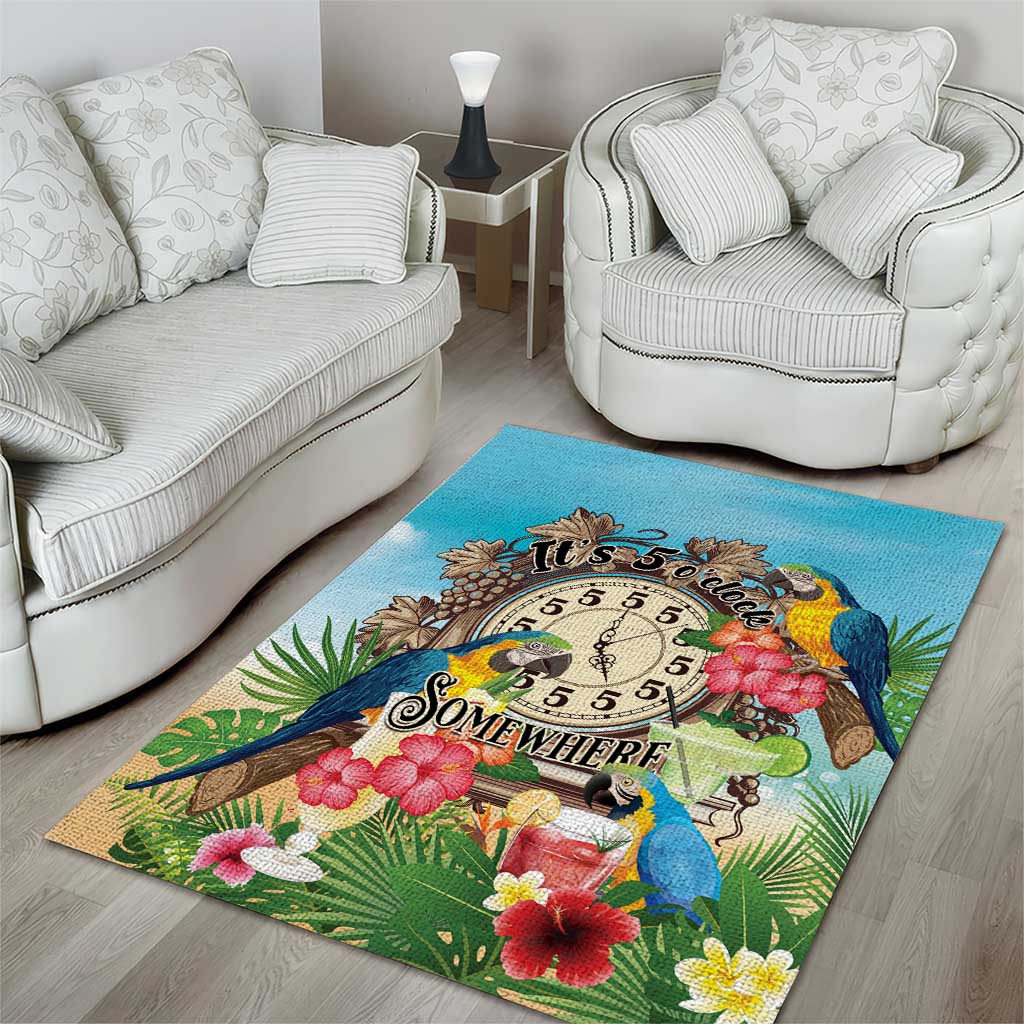 It's 5 o'clock Somewhere Area Rug Hawaiian Tropical Parrots - Polynesian Pride