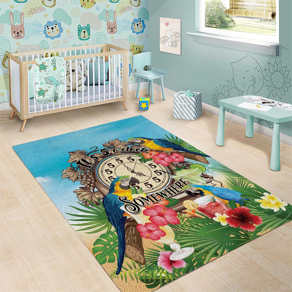 It's 5 o'clock Somewhere Area Rug Hawaiian Tropical Parrots - Polynesian Pride
