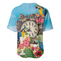 Personalized It's 5 o'clock Somewhere Baseball Jersey Hawaiian Tropical Parrots - Polynesian Pride