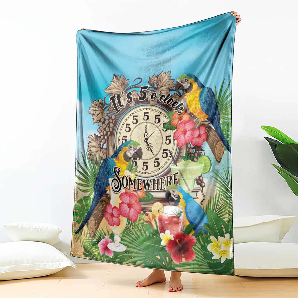 It's 5 o'clock Somewhere Blanket Hawaiian Tropical Parrots - Polynesian Pride