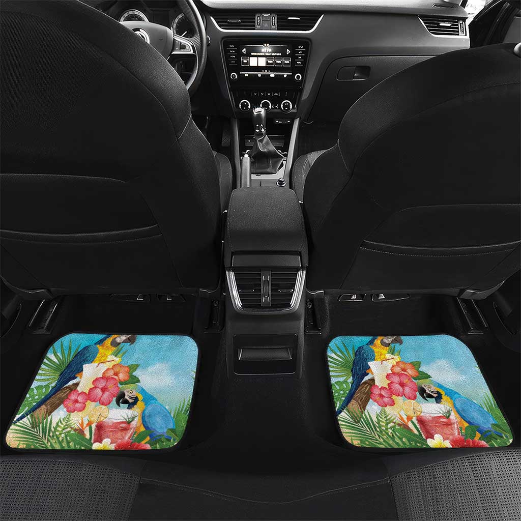 Personalized It's 5 o'clock Somewhere Car Mats Hawaiian Tropical Parrots - Polynesian Pride