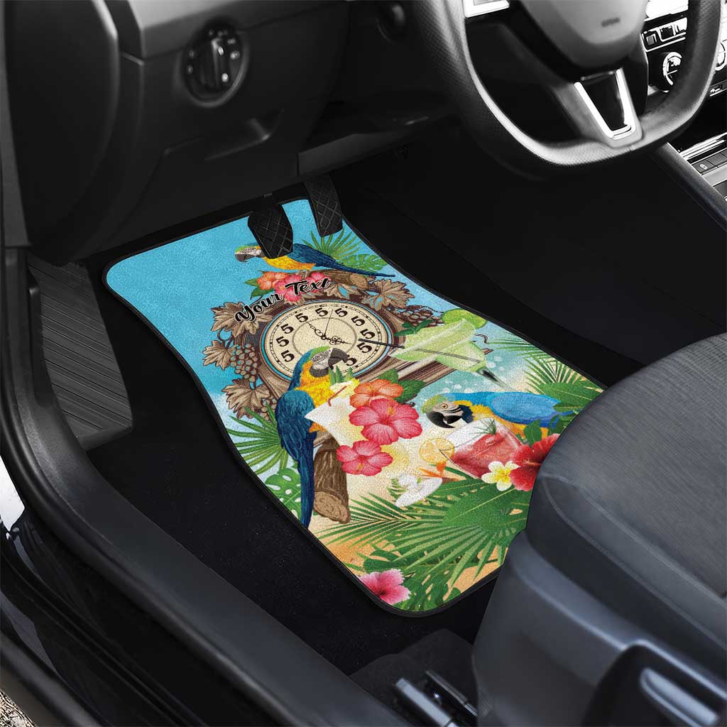 Personalized It's 5 o'clock Somewhere Car Mats Hawaiian Tropical Parrots - Polynesian Pride