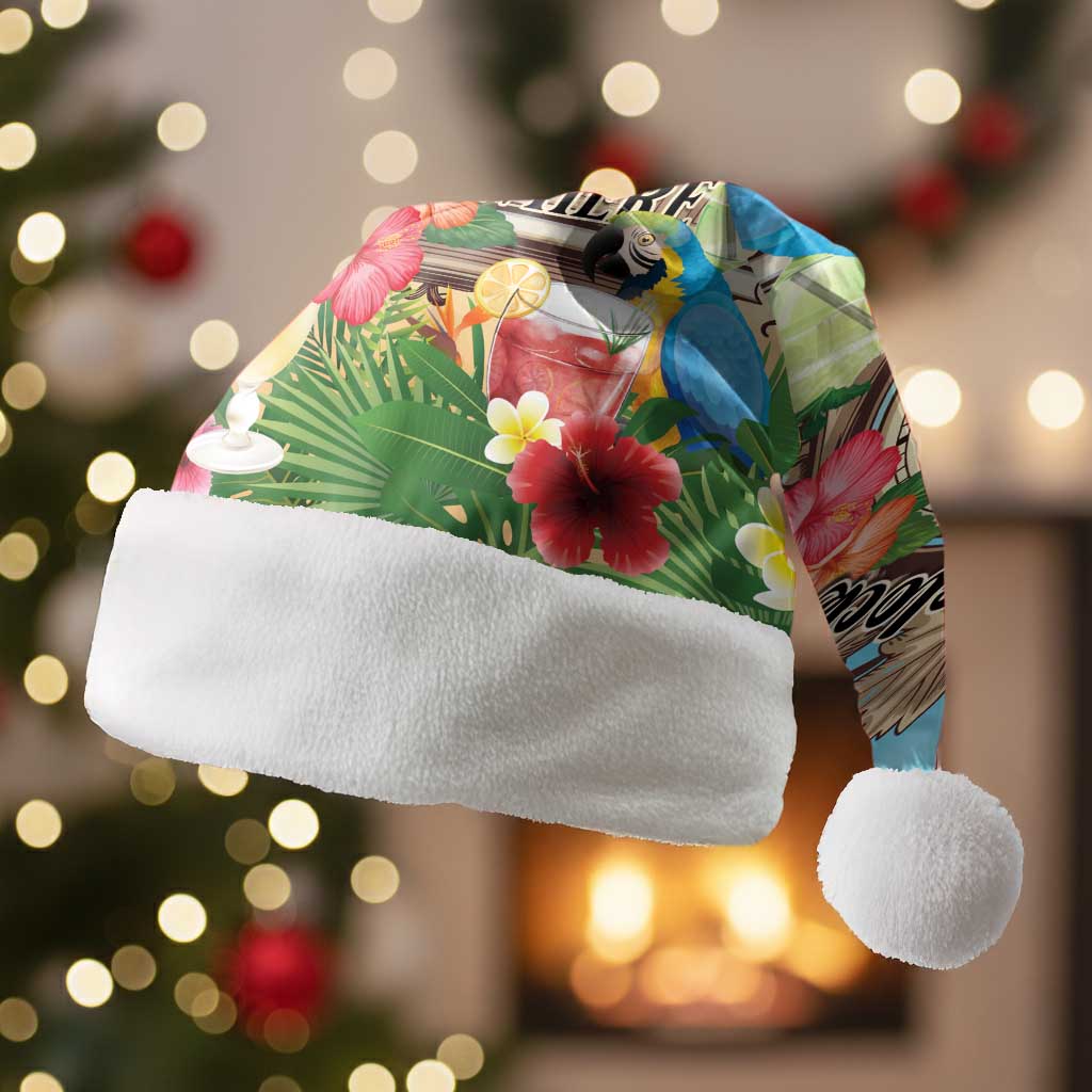 It's 5 o'clock Somewhere Christmas Santa Hat Hawaiian Tropical Parrots - Polynesian Pride