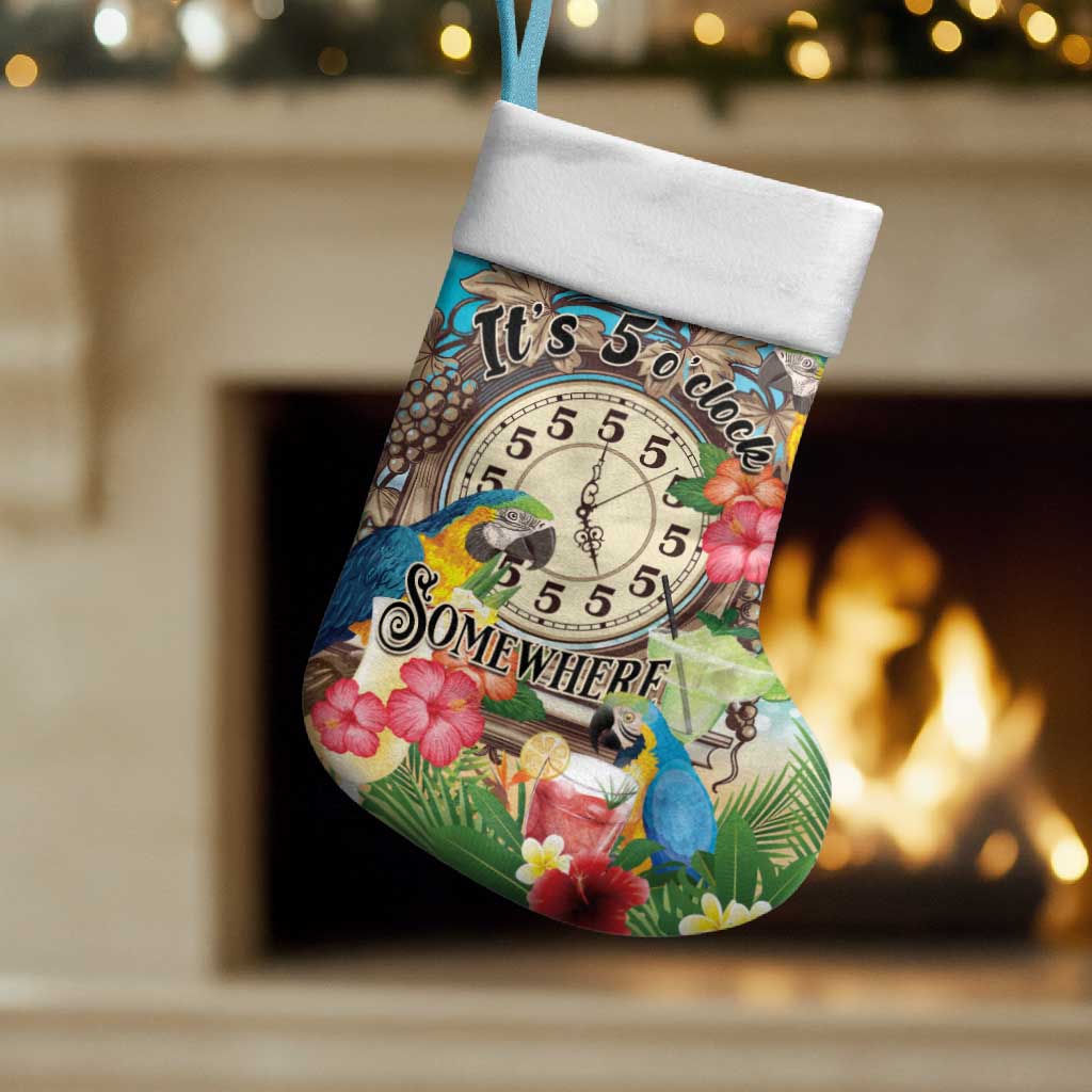 It's 5 o'clock Somewhere Christmas Stocking Hawaiian Tropical Parrots - Polynesian Pride