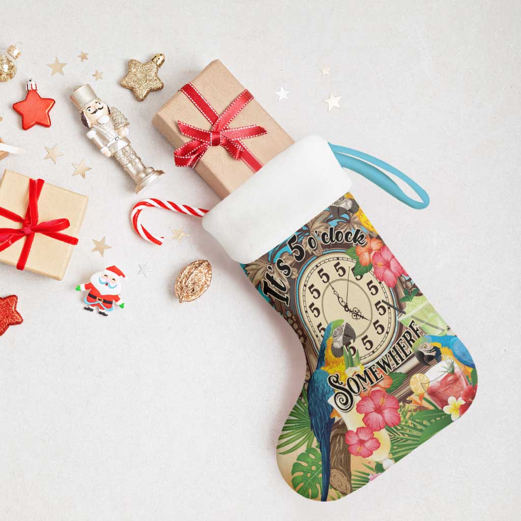 It's 5 o'clock Somewhere Christmas Stocking Hawaiian Tropical Parrots - Polynesian Pride