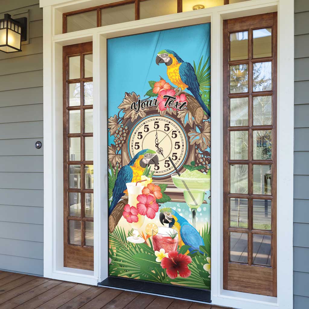 Personalized It's 5 o'clock Somewhere Door Cover Hawaiian Tropical Parrots - Polynesian Pride