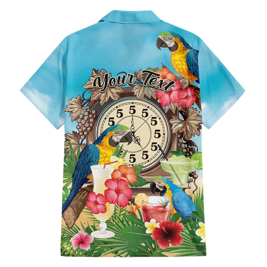 Personalized It's 5 o'clock Somewhere Family Matching Short Sleeve Bodycon Dress and Hawaiian Shirt Hawaiian Tropical Parrots - Polynesian Pride
