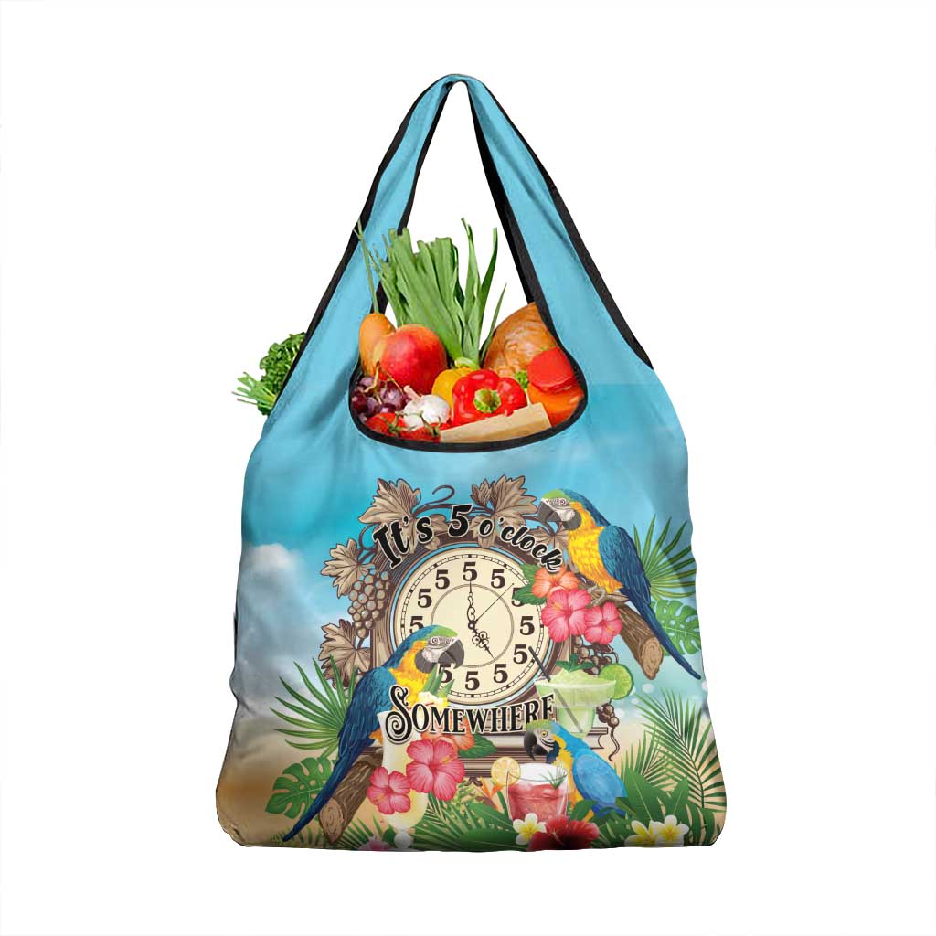 It's 5 o'clock Somewhere Grocery Bag Hawaiian Tropical Parrots - Polynesian Pride
