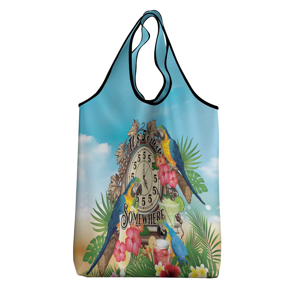 It's 5 o'clock Somewhere Grocery Bag Hawaiian Tropical Parrots - Polynesian Pride