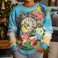It's 5 o'clock Somewhere Kid Ugly Christmas Sweater Hawaiian Tropical Parrots - Polynesian Pride