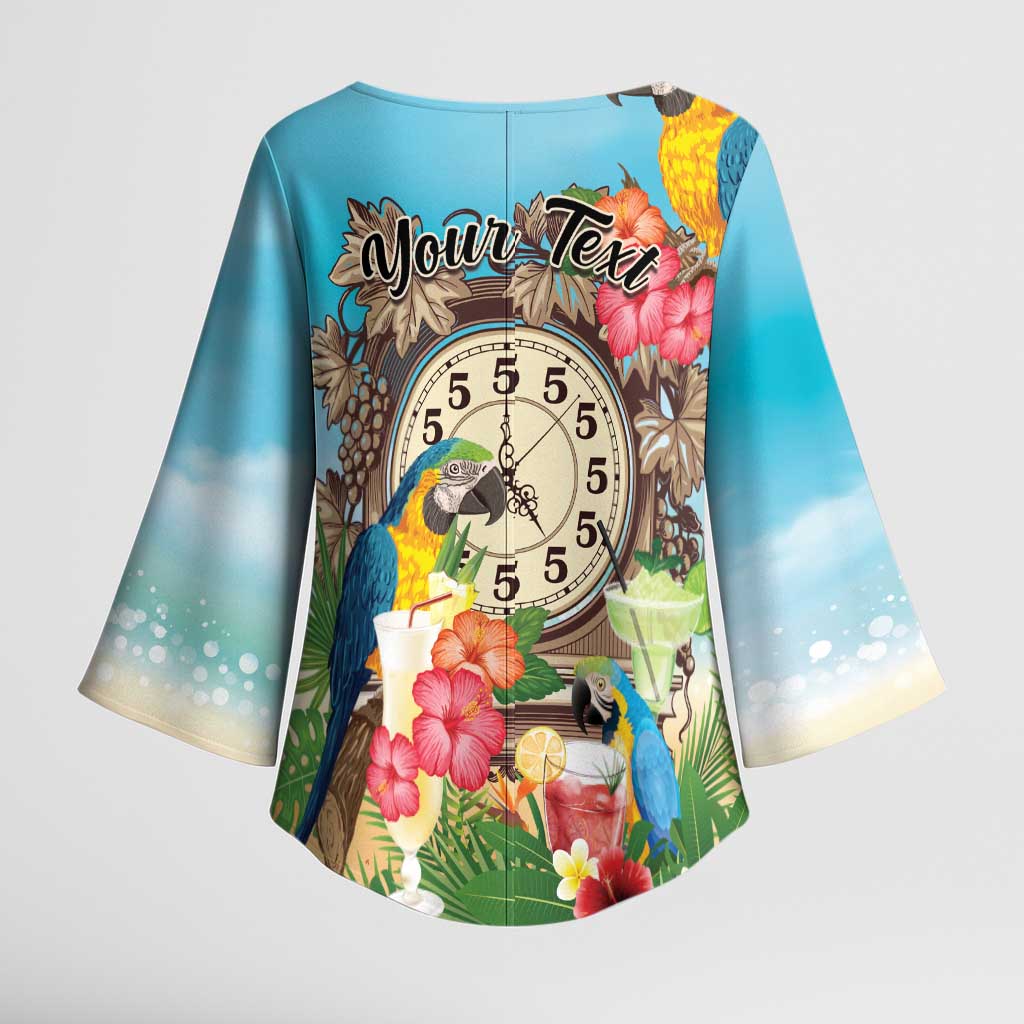 Personalized It's 5 o'clock Somewhere Kimono Sleeve Blouse Hawaiian Tropical Parrots - Polynesian Pride