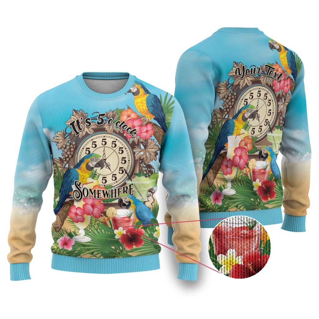 It's 5 o'clock Somewhere Ugly Christmas Sweater Hawaiian Tropical Parrots - Polynesian Pride