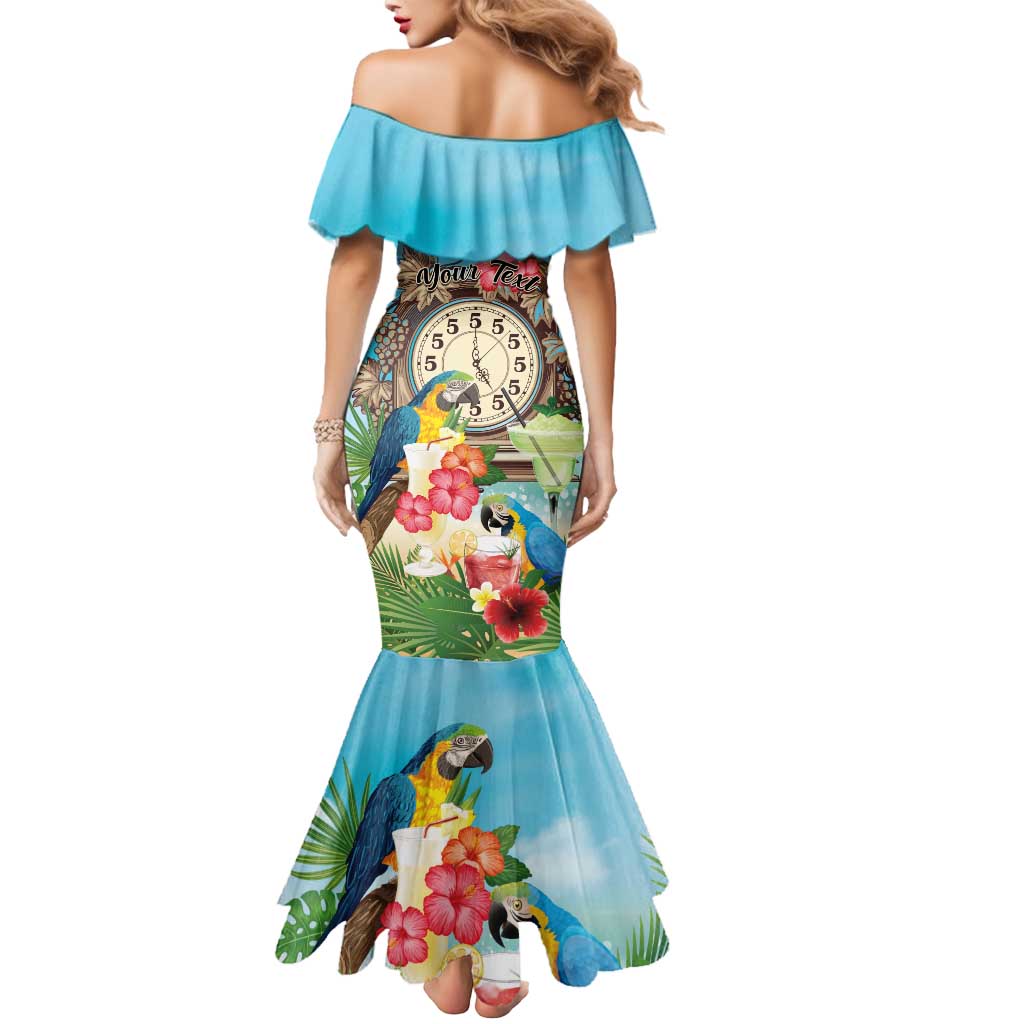 Personalized It's 5 o'clock Somewhere Mermaid Dress Hawaiian Tropical Parrots - Polynesian Pride