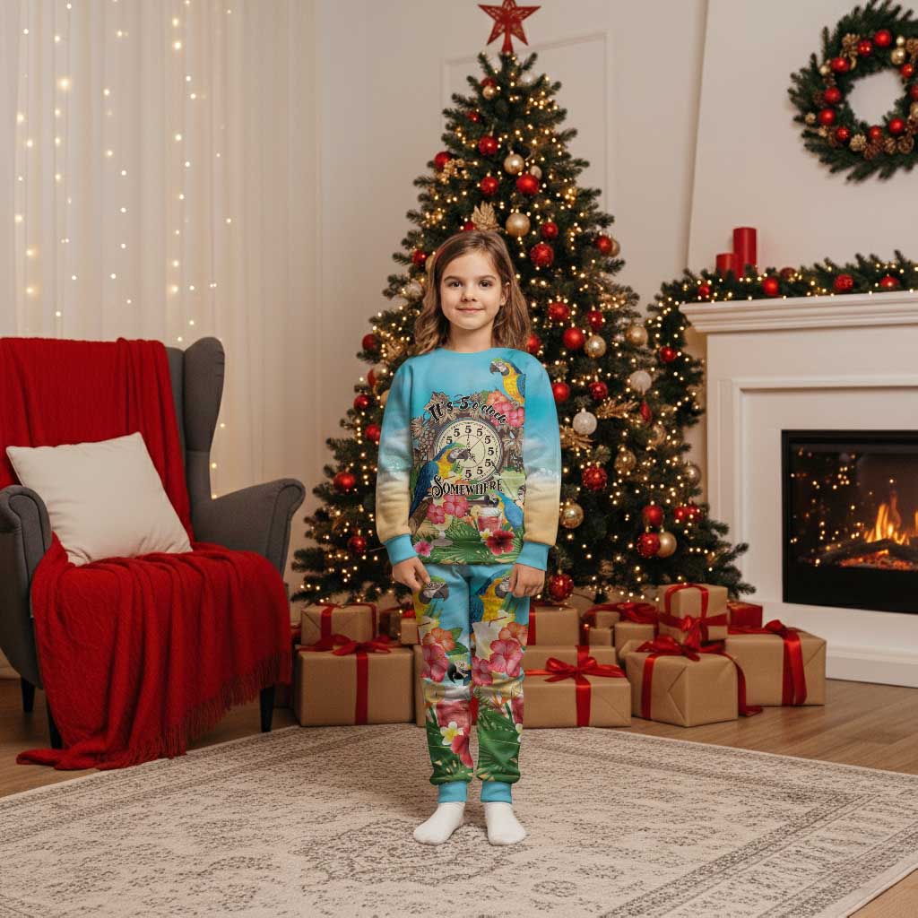 It's 5 o'clock Somewhere Christmas Pajama Set Hawaiian Tropical Parrots - Polynesian Pride