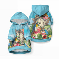 Personalized It's 5 o'clock Somewhere Pet Hoodie Hawaiian Tropical Parrots