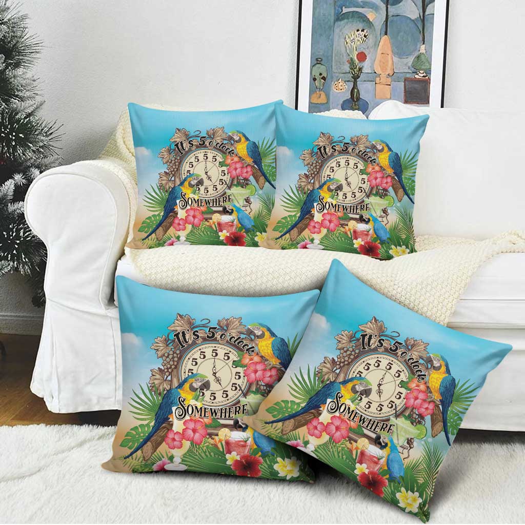 It's 5 o'clock Somewhere Pillow Cover Hawaiian Tropical Parrots - Polynesian Pride