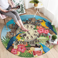 It's 5 o'clock Somewhere Round Carpet Hawaiian Tropical Parrots - Polynesian Pride
