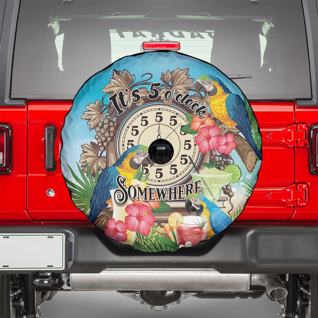 It's 5 o'clock Somewhere Spare Tire Cover Hawaiian Tropical Parrots - Polynesian Pride
