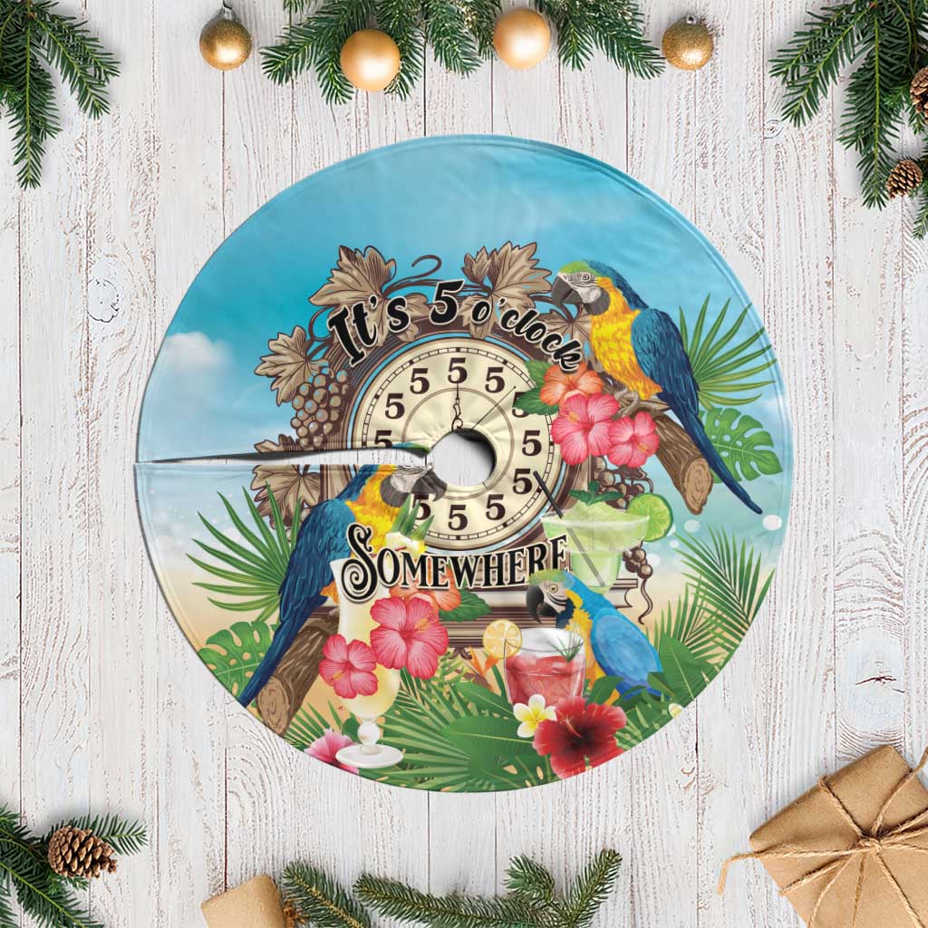 It's 5 o'clock Somewhere Tree Skirt Hawaiian Tropical Parrots - Polynesian Pride