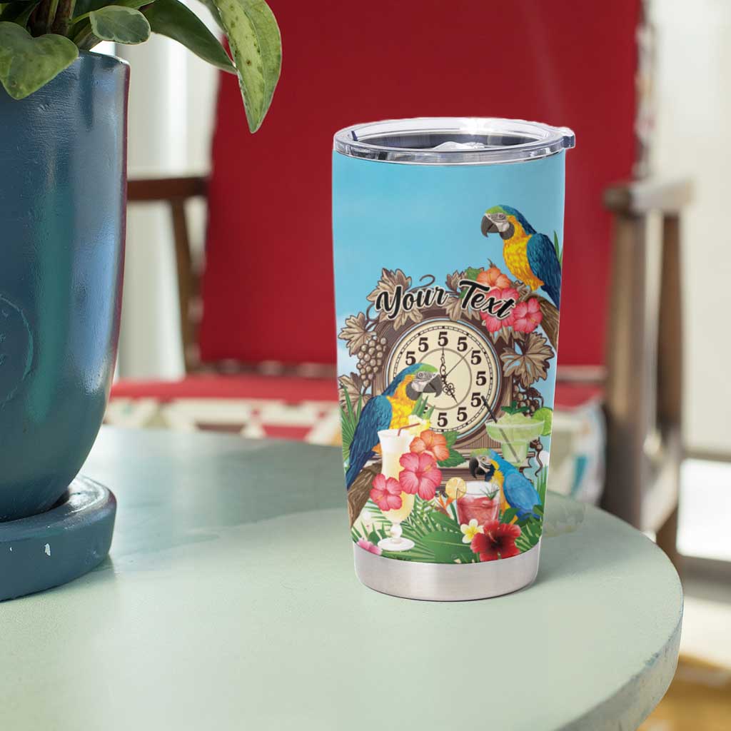 Personalized It's 5 o'clock Somewhere Tumbler Cup Hawaiian Tropical Parrots - Polynesian Pride