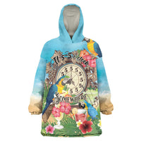Personalized It's 5 o'clock Somewhere Wearable Blanket Hoodie Hawaiian Tropical Parrots - Polynesian Pride