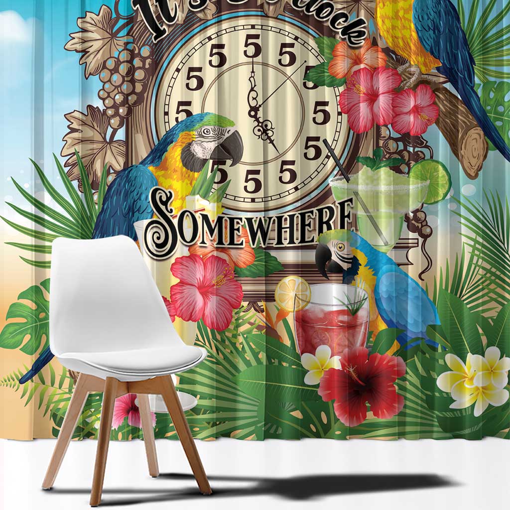 It's 5 o'clock Somewhere Window Curtain Hawaiian Tropical Parrots - Polynesian Pride