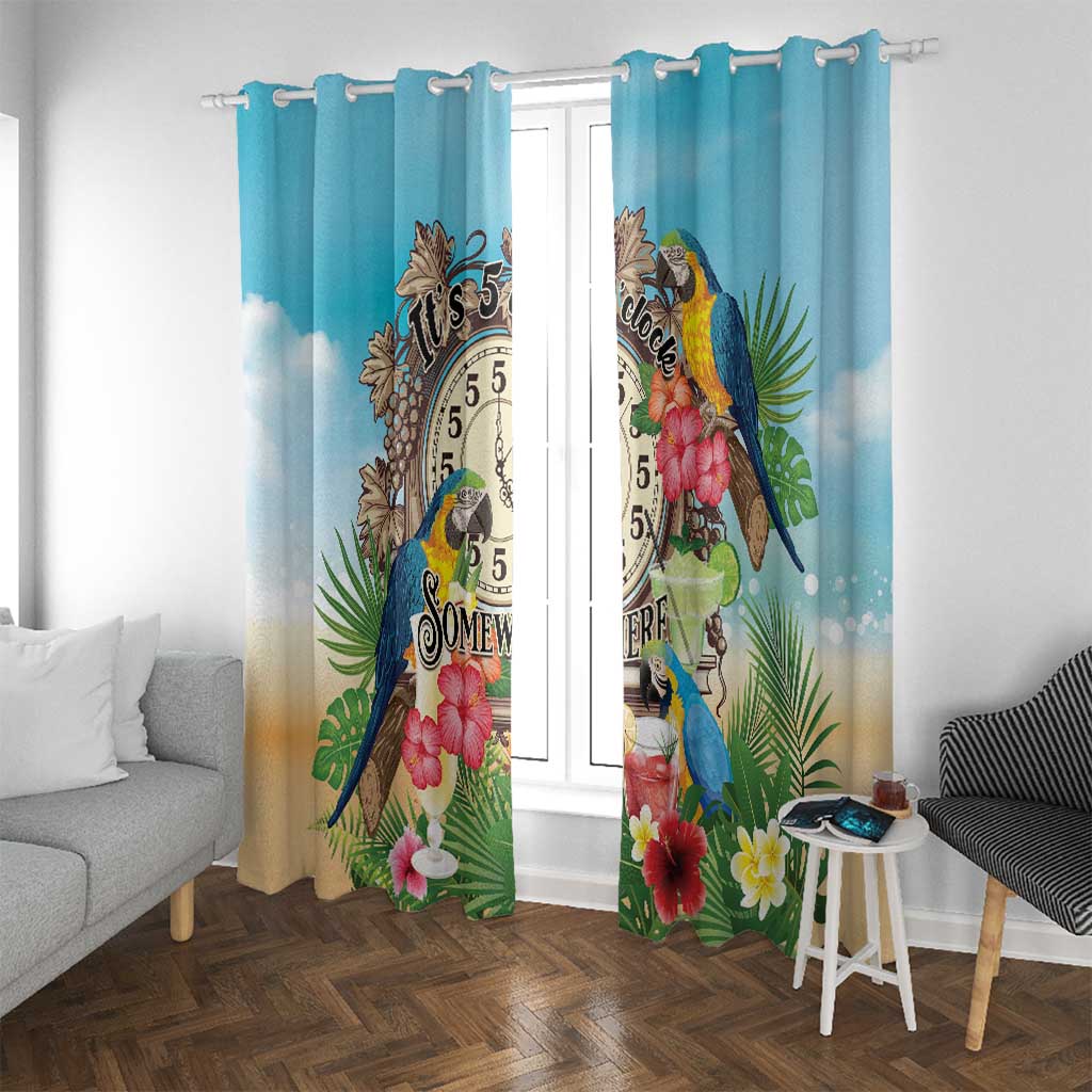 It's 5 o'clock Somewhere Window Curtain Hawaiian Tropical Parrots - Polynesian Pride