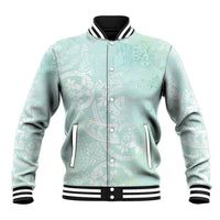 Polynesian Tiare Monstera Seafoam Green Baseball Jacket Liquid Style - Polynesian Pride