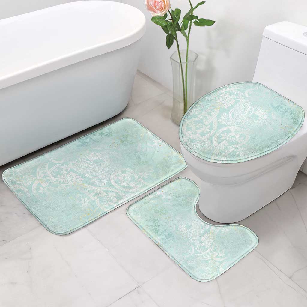 Polynesian Tiare Monstera Seafoam Green Bathroom Set Liquid Style - Polynesian Pride