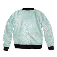 Polynesian Tiare Monstera Seafoam Green Bomber Jacket Liquid Style - Polynesian Pride