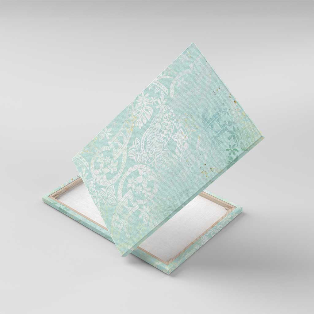 Polynesian Tiare Monstera Seafoam Green Canvas Wall Art Liquid Style - Polynesian Pride