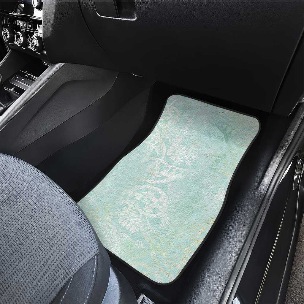 Polynesian Tiare Monstera Seafoam Green Car Mats Liquid Style - Polynesian Pride