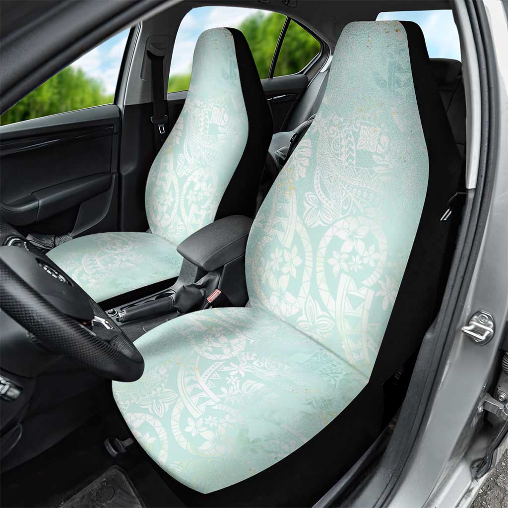 Polynesian Tiare Monstera Seafoam Green Car Seat Cover Liquid Style - Polynesian Pride