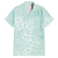 Polynesian Tiare Monstera Seafoam Green Family Matching Summer Maxi Dress and Hawaiian Shirt Liquid Style - Polynesian Pride