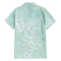 Polynesian Tiare Monstera Seafoam Green Family Matching Tank Maxi Dress and Hawaiian Shirt Liquid Style - Polynesian Pride