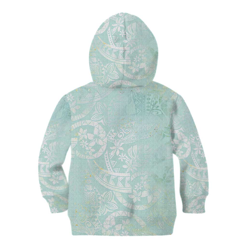 Polynesian Tiare Monstera Seafoam Green Kid Hoodie Liquid Style - Polynesian Pride