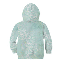 Polynesian Tiare Monstera Seafoam Green Kid Hoodie Liquid Style - Polynesian Pride