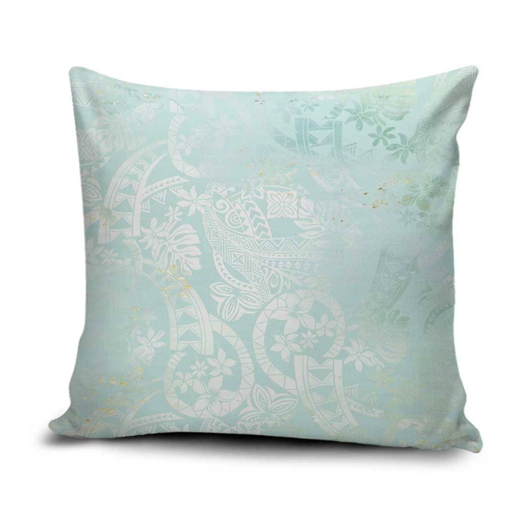 Polynesian Tiare Monstera Seafoam Green Pillow Cover Liquid Style - Polynesian Pride