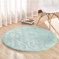 Polynesian Tiare Monstera Seafoam Green Round Carpet Liquid Style - Polynesian Pride