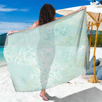 Polynesian Tiare Monstera Seafoam Green Sarong Liquid Style - Polynesian Pride