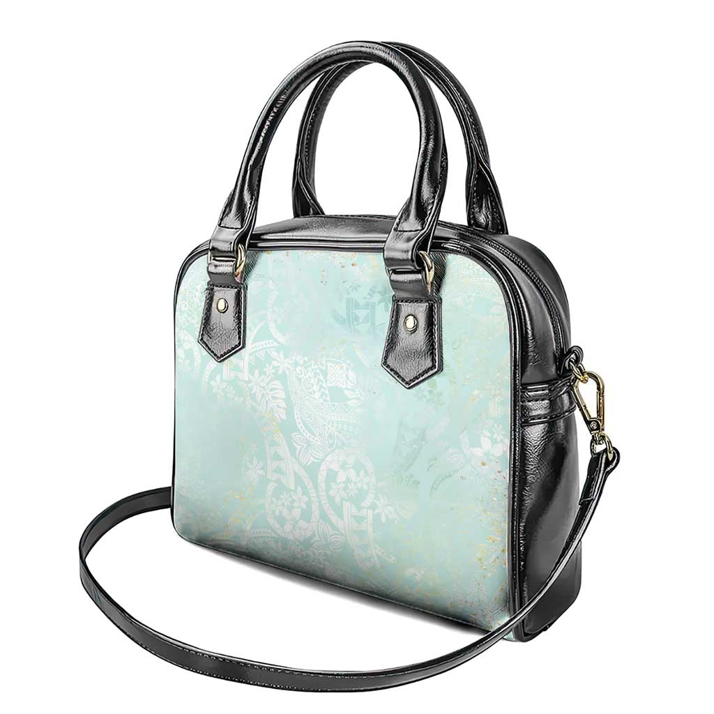 Polynesian Tiare Monstera Seafoam Green Shoulder Handbag Liquid Style - Polynesian Pride