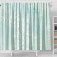 Polynesian Tiare Monstera Seafoam Green Shower Curtain Liquid Style - Polynesian Pride
